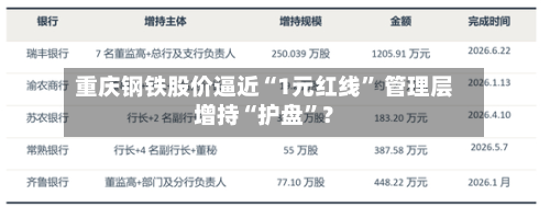 重庆钢铁股价逼近“1元红线” 管理层增持“护盘”?