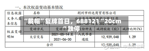“戴帽”复牌首日，688121“20cm”跌停-第2张图片