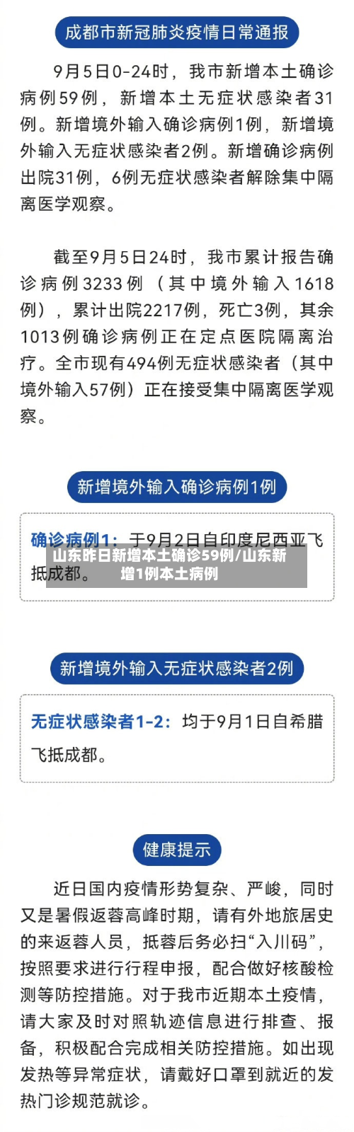 山东昨日新增本土确诊59例/山东新增1例本土病例