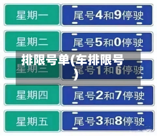 排限号单(车排限号)