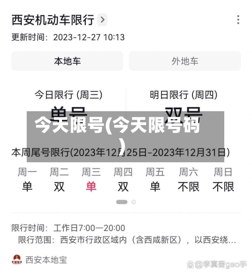 今天限号(今天限号码)