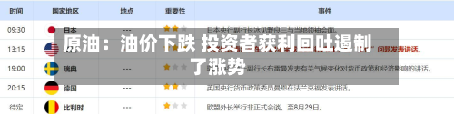 原油:油价下跌 投资者获利回吐遏制了涨势-第3张图片