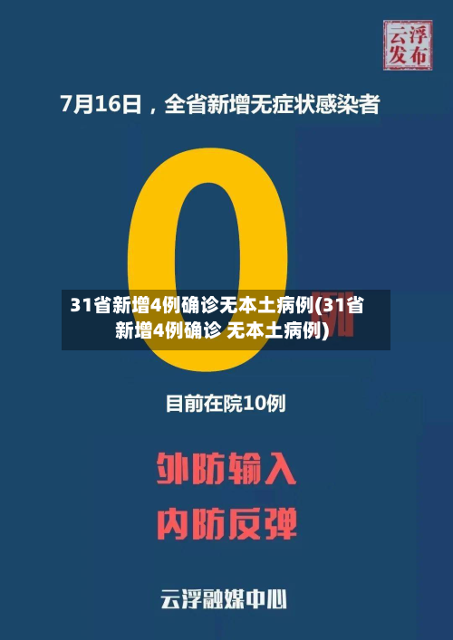 31省新增4例确诊无本土病例(31省新增4例确诊 无本土病例)