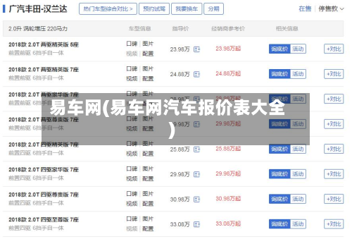 易车网(易车网汽车报价表大全)