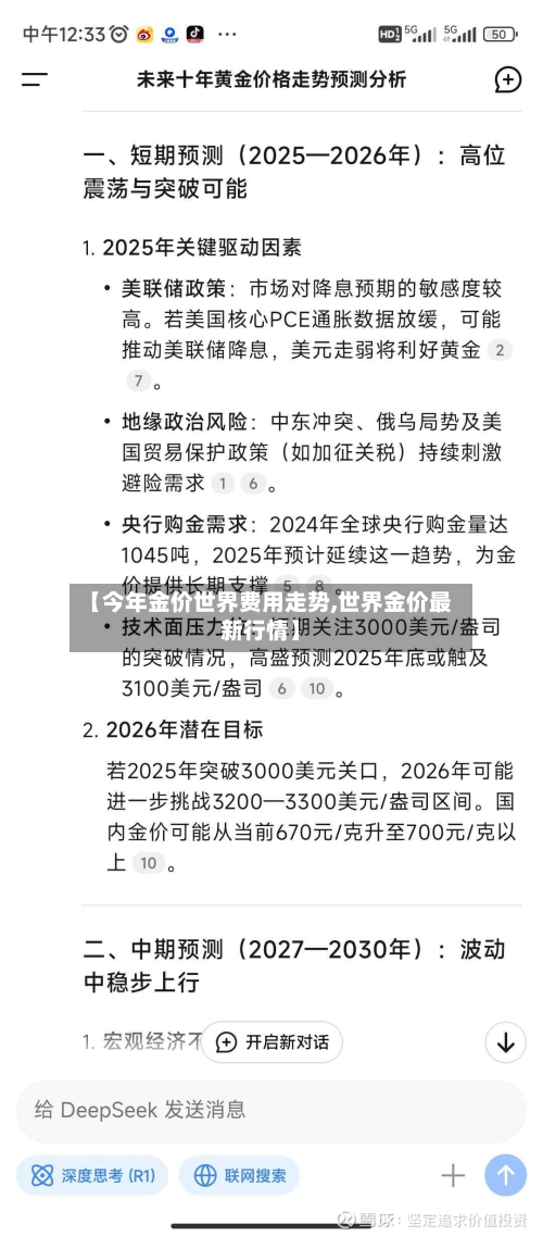 【今年金价世界费用走势,世界金价最新行情】