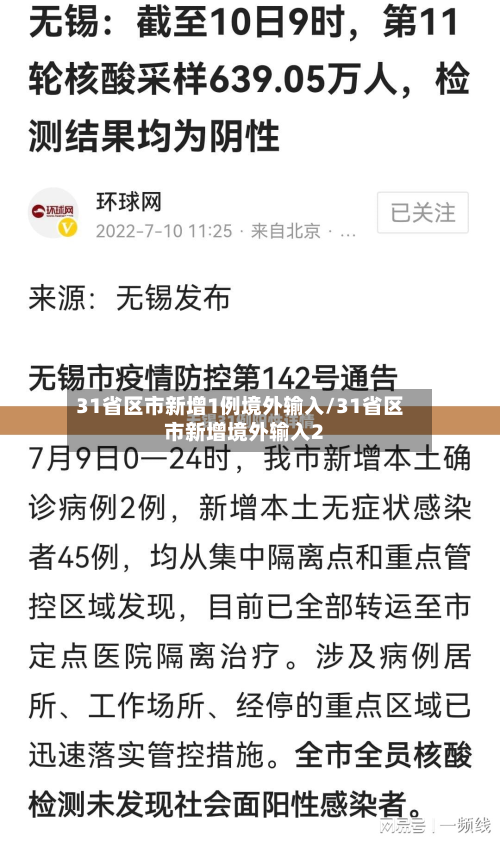 31省区市新增1例境外输入/31省区市新增境外输入2