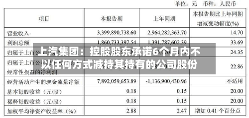 上汽集团：控股股东承诺6个月内不以任何方式减持其持有的公司股份-第1张图片