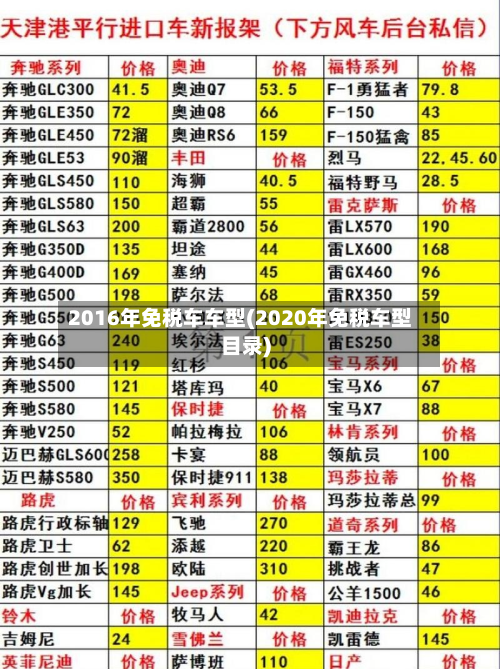 2016年免税车车型(2020年免税车型目录)-第3张图片