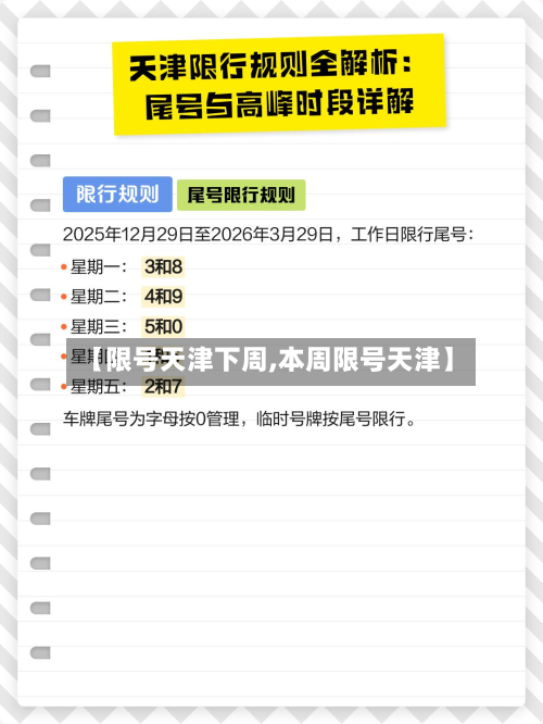 【限号天津下周,本周限号天津】