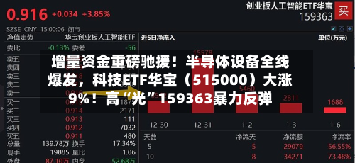 增量资金重磅驰援！半导体设备全线爆发，科技ETF华宝（515000）大涨9%！高“光	”159363暴力反弹-第2张图片