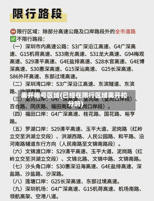 离开限号区域(已经在限行区域离开扣分吗)