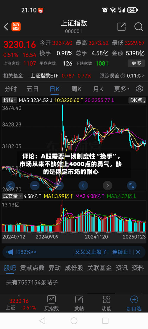 评论：A股需要一场制度性“换手”，市场从来不缺站上4000点的勇气	，缺的是稳定市场的耐心-第2张图片