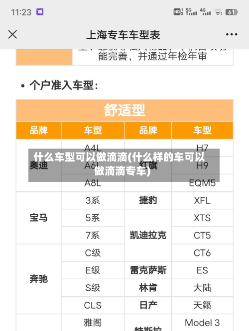 什么车型可以做滴滴(什么样的车可以做滴滴专车)