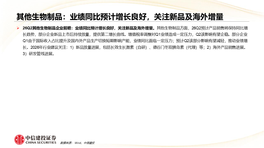 中信建投：中药	、生物制品及医药商业板块2026Q2前瞻